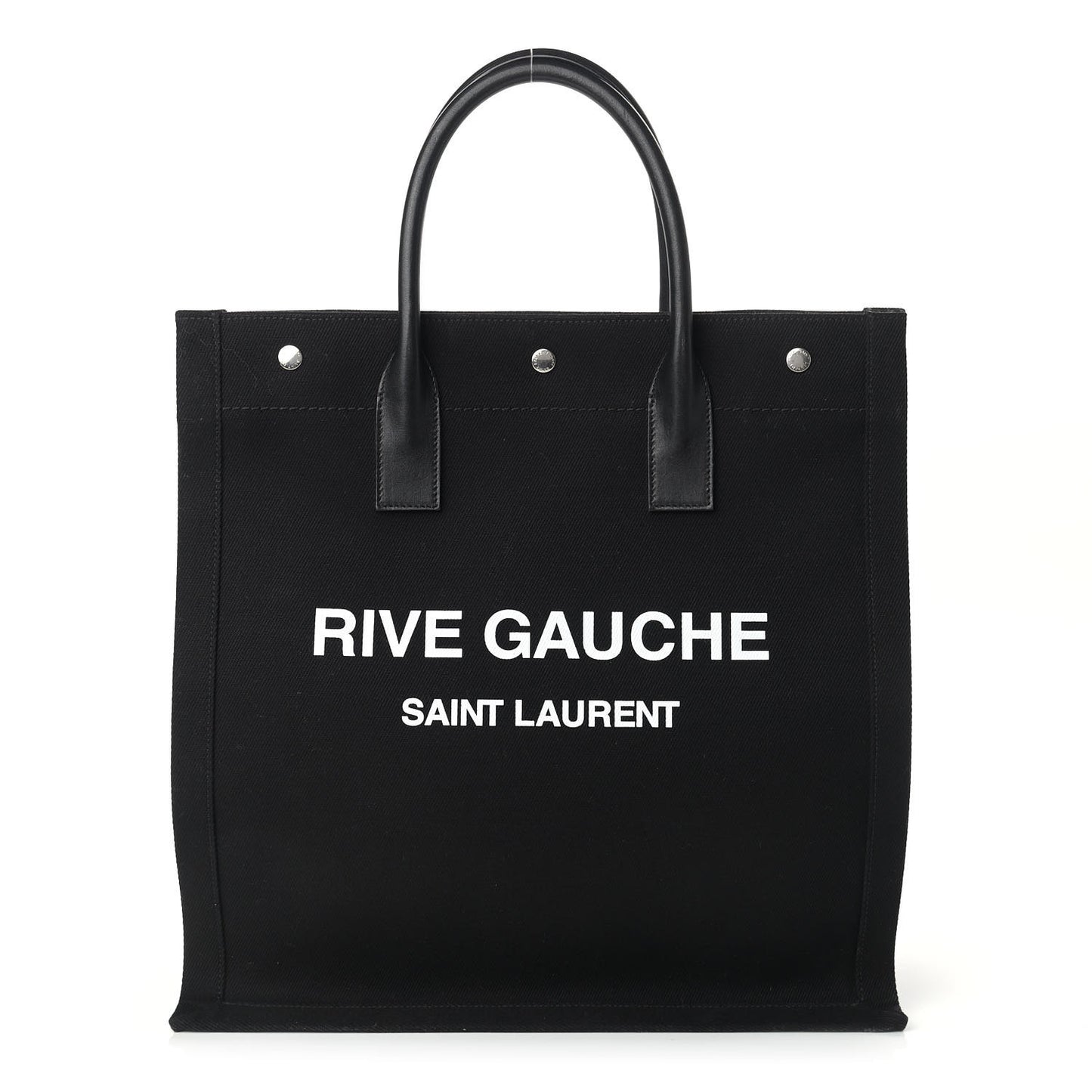 Linen Calfskin Rive Gauche North South Tote Black