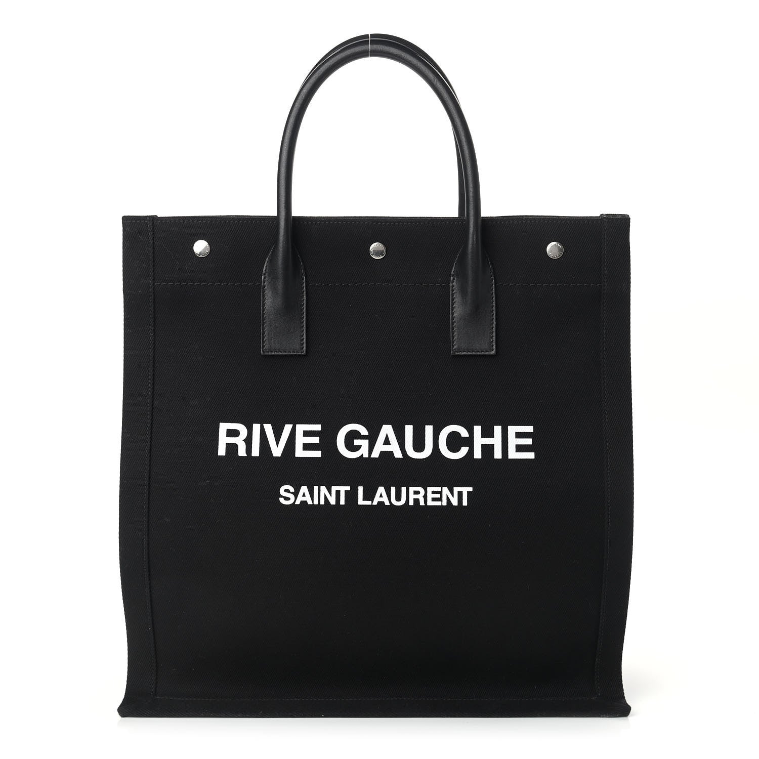 Saint Laurent Linen Calfskin Rive Gauche North South Tote Black 1 of 8