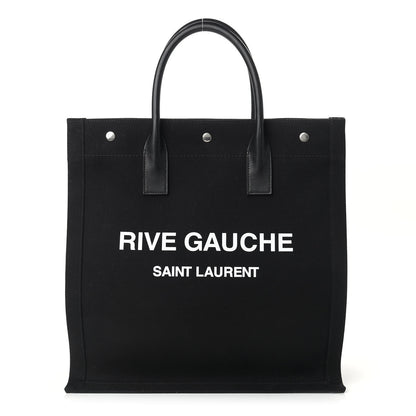 Saint Laurent Linen Calfskin Rive Gauche North South Tote Black 1 of 8