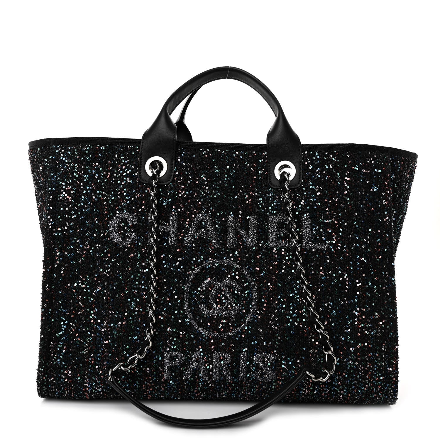 Chanel Calfskin Sequin Medium Deauville Tote Black 1 of 10