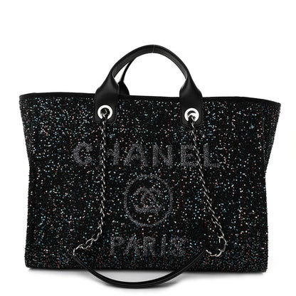Chanel Calfskin Sequin Medium Deauville Tote Black 1 of 10
