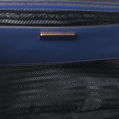 Prada Saffiano Lux Bi-Color Medium Galleria Double Zip Tote Bluette Black 5 of 9