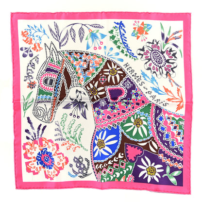 Hermes Silk Gavroche En Attendant Ulysse Scarf 45 Rose Vif Blanc Rose Vif White Multicolor 1 of 3