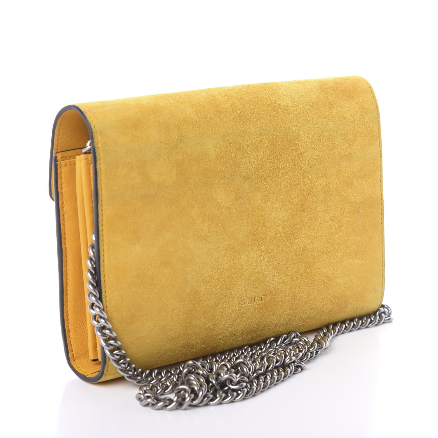 Gucci Suede Mini Dionysus Chain Wallet Yellow 3 of 7
