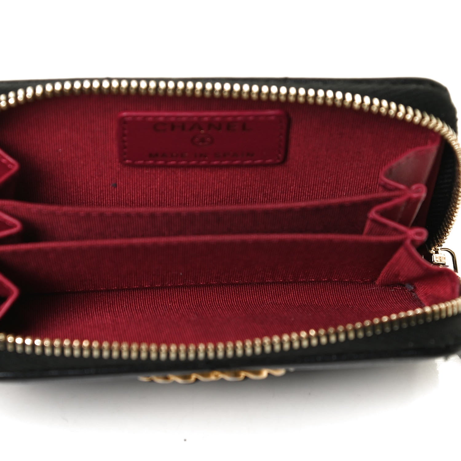 Chanel Shiny Goatskin Quilted Chanel 19 Zip Around Coin Purse Wallet Black 5 of 10