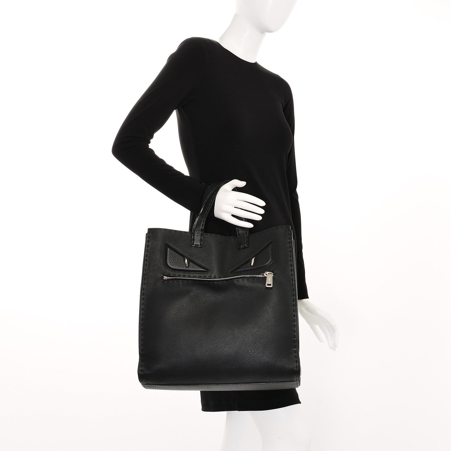 Fendi Cuoio Romano Selleria Monster Eyes Tote Black 2 of 8