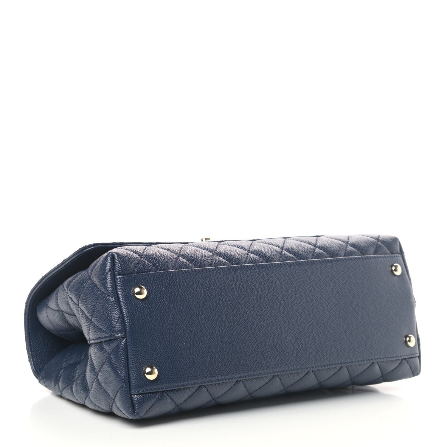 Chanel Caviar Lizard Quilted Small Coco Handle Flap Navy 3 of 4