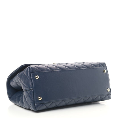 Chanel Caviar Lizard Quilted Small Coco Handle Flap Navy 3 of 4