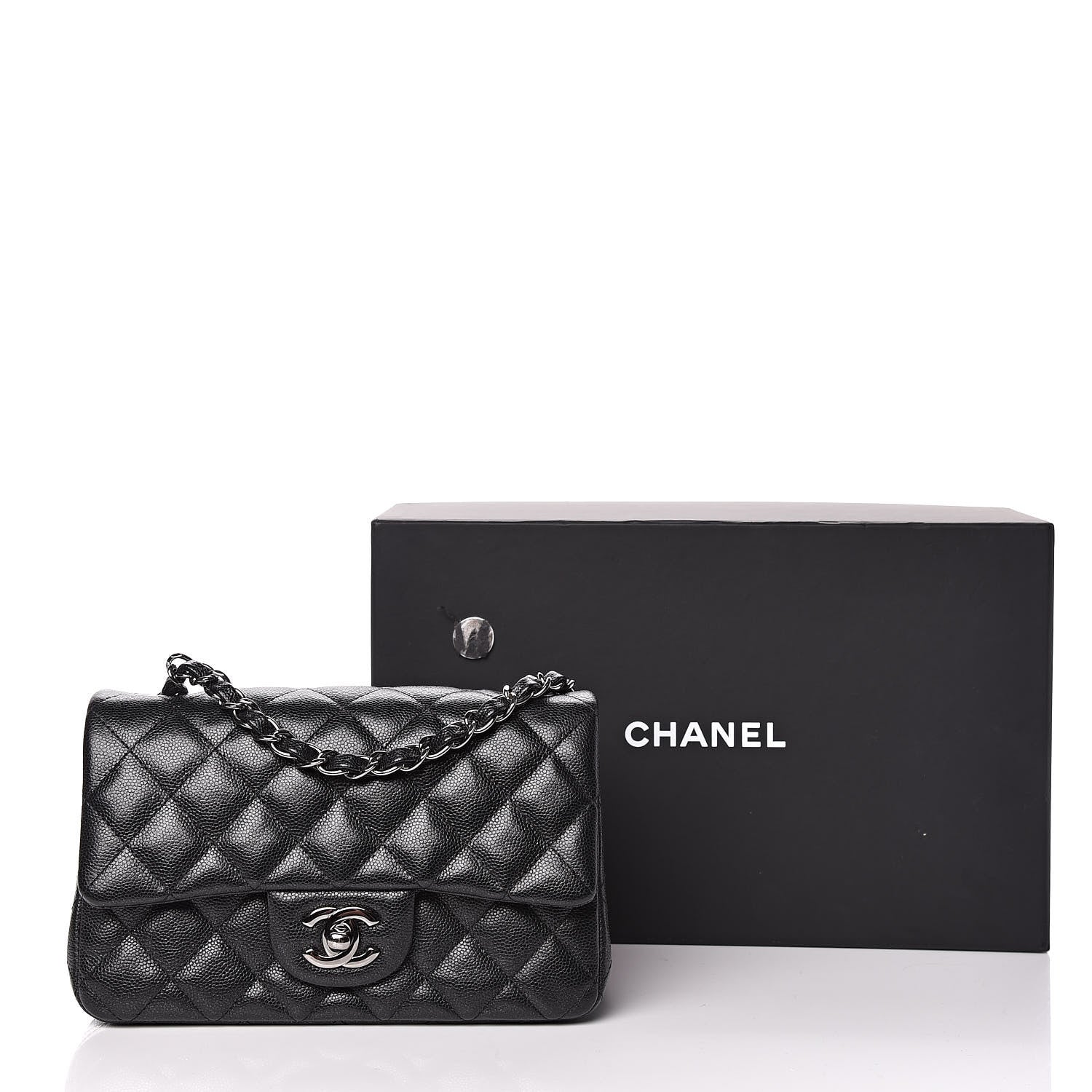 Chanel Metallic Caviar Quilted Mini Rectangular Flap Black 13 of 13