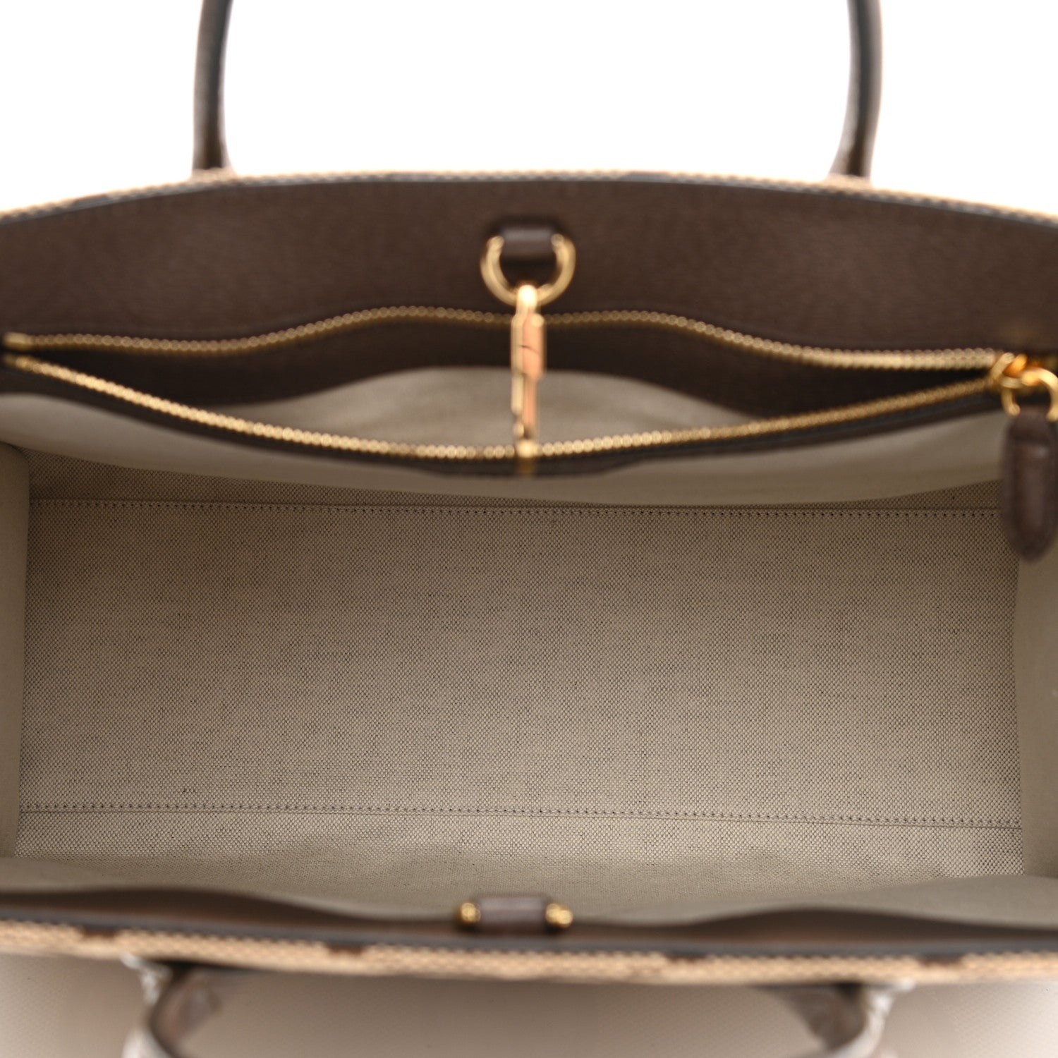 Gucci Monogram Jumbo GG Textured Dollar Calfskin Web Tote Bag Camel Ebony New Acero 5 of 10