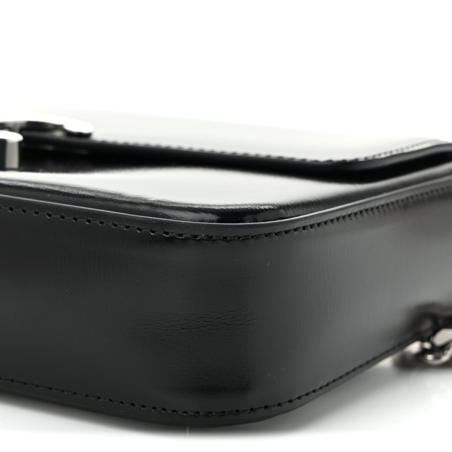 Shiny Calfskin Triomphe Chain Shoulder Bag Black