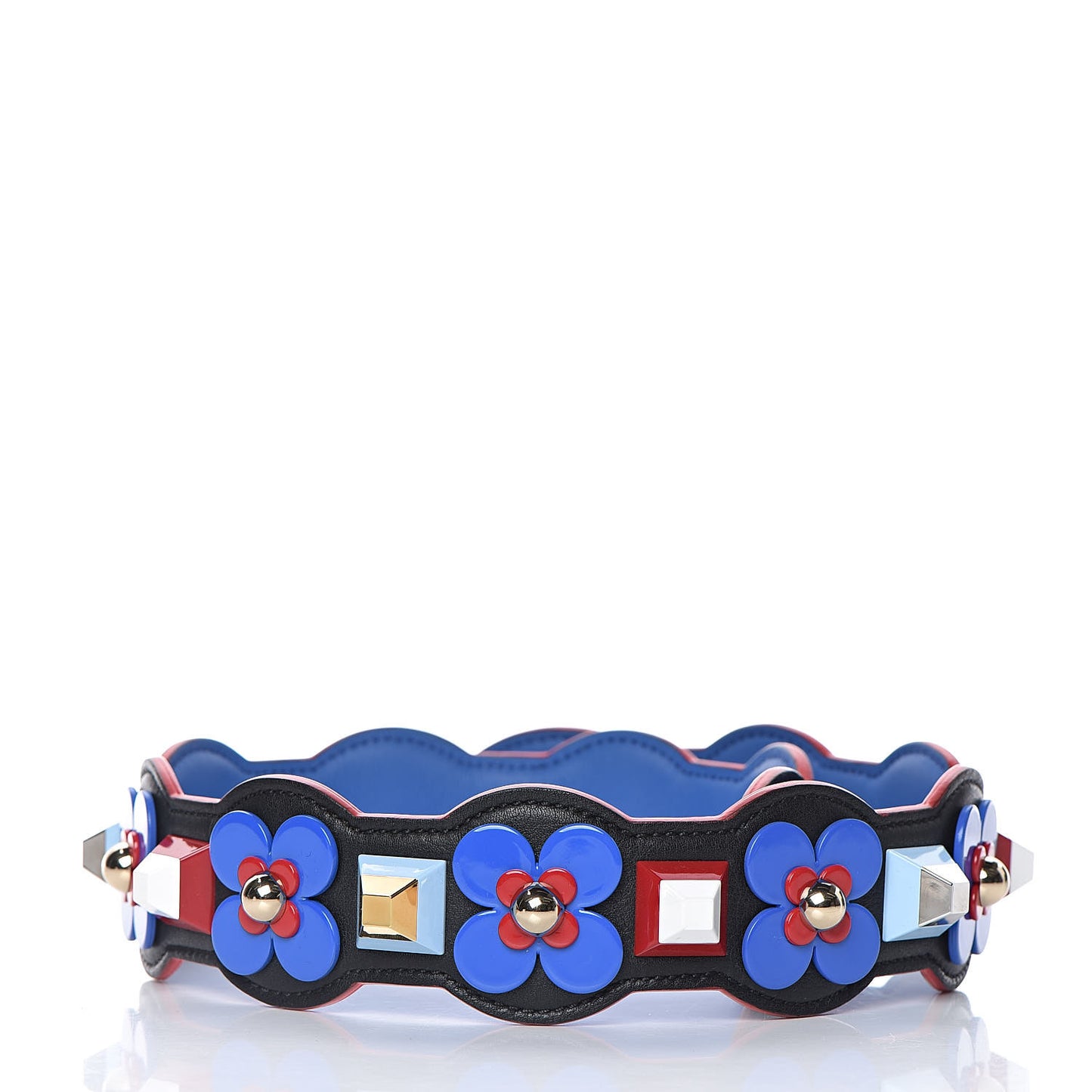 Vitello Dolce Plexiglass Flowerland Studded Strap You Black Multicolor