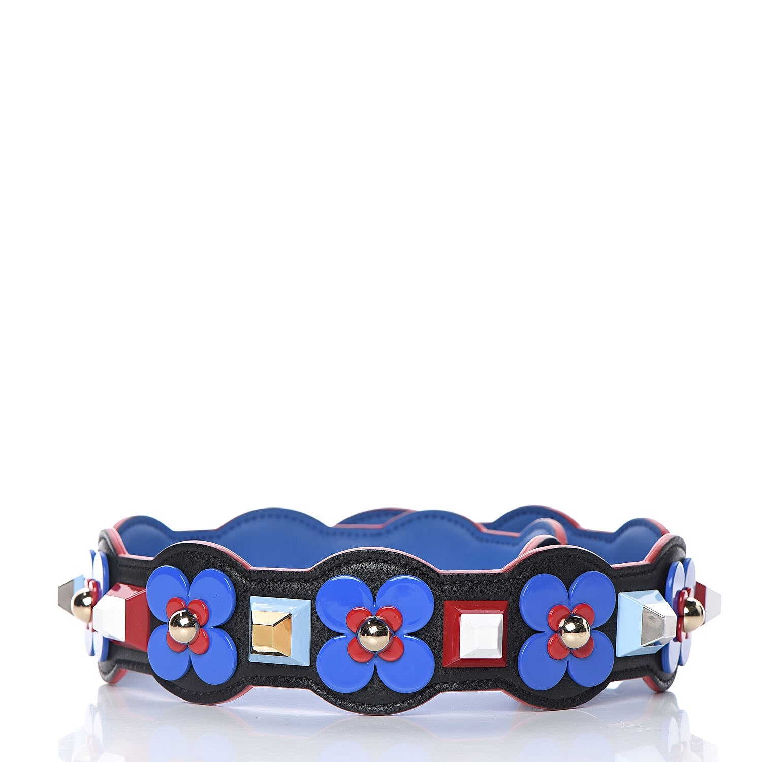 Fendi Vitello Dolce Plexiglass Flowerland Studded Strap You Black Multicolor 2 of 4