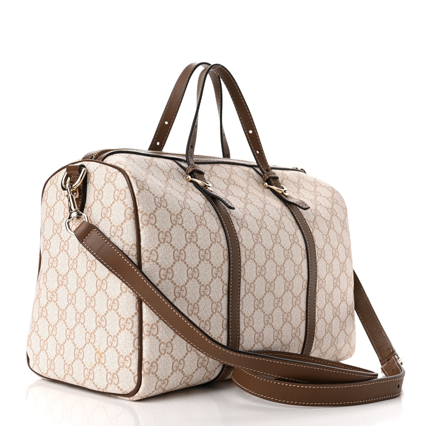 GG Supreme Monogram Calfskin Medium Nice Boston New Mystic White Beige Brown