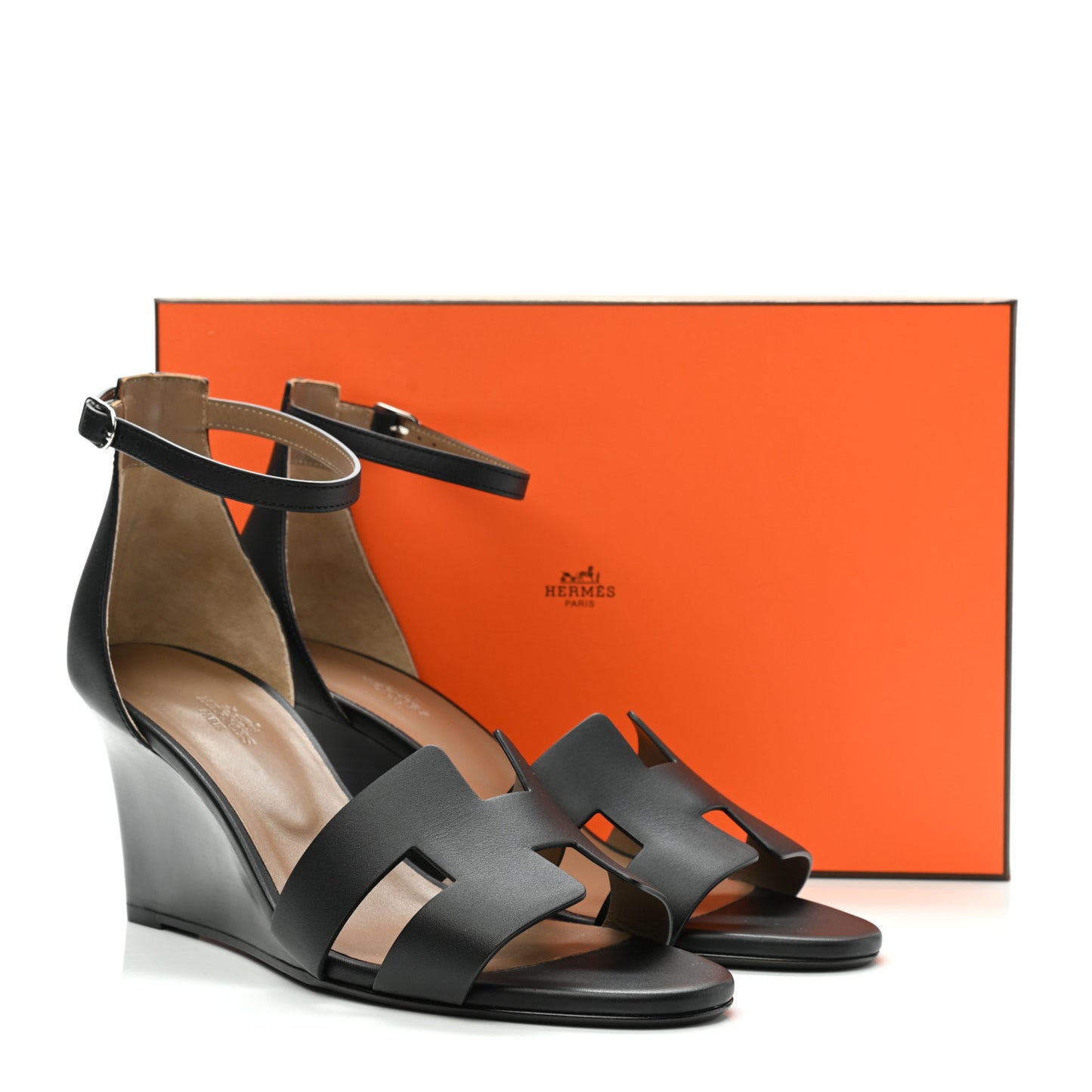 Calfskin Legend Wedge Sandals 41 Black
