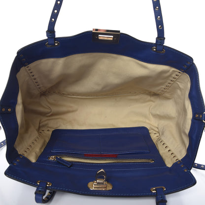 Valentino Garavani Vitello Medium Rockstud Tote Blue China 6 of 18