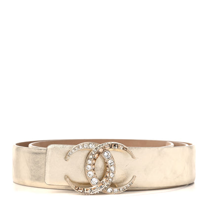 Chanel Metallic Calfskin Baguette Crystal CC Belt 85 34 Gold 1 of 7