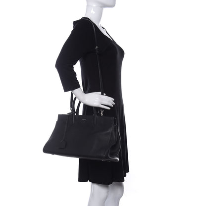 Saint Laurent Grained Calfskin Medium Rive Gauche Cabas Black 2 of 9