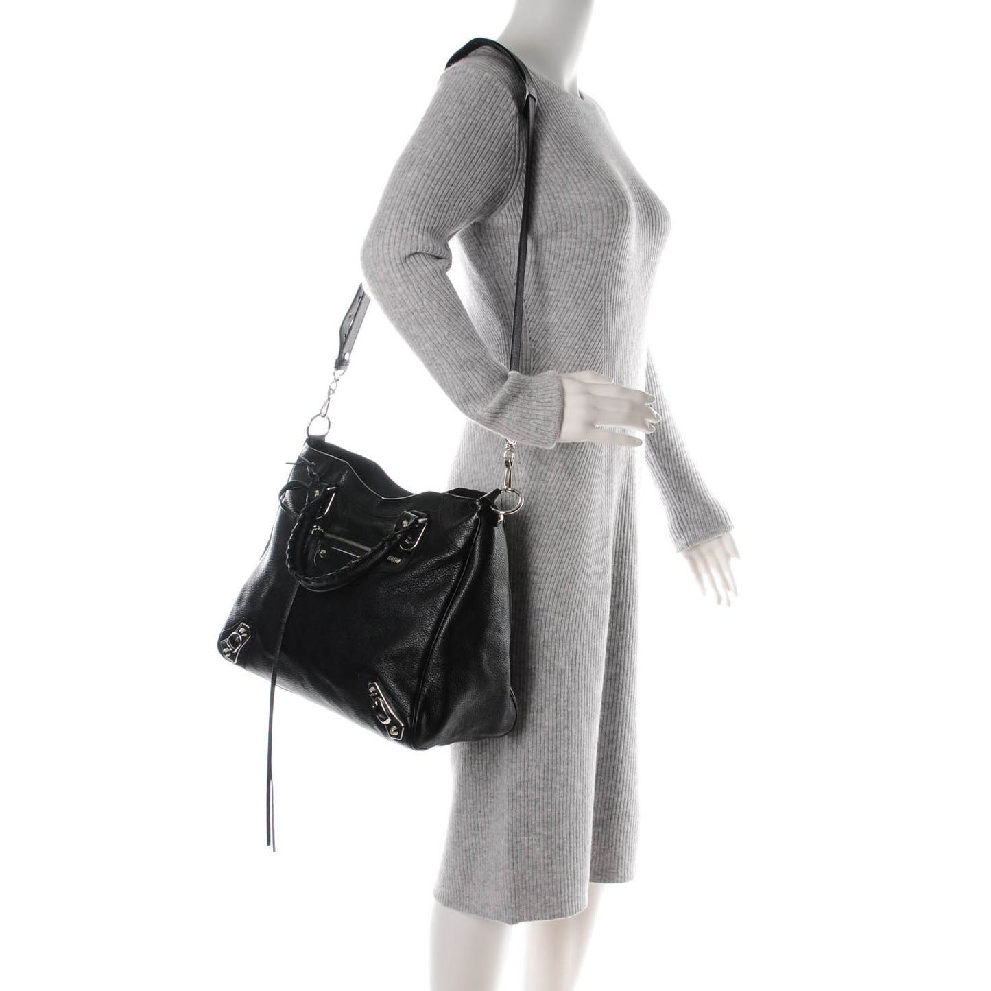 Chevre Silver Metallic Edge Hardware Velo Black