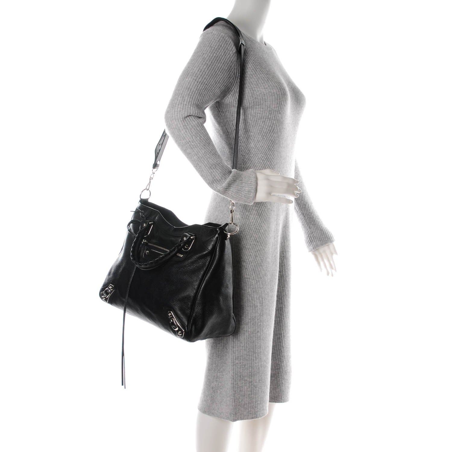 Balenciaga Chevre Silver Metallic Edge Hardware Velo Black 2 of 6