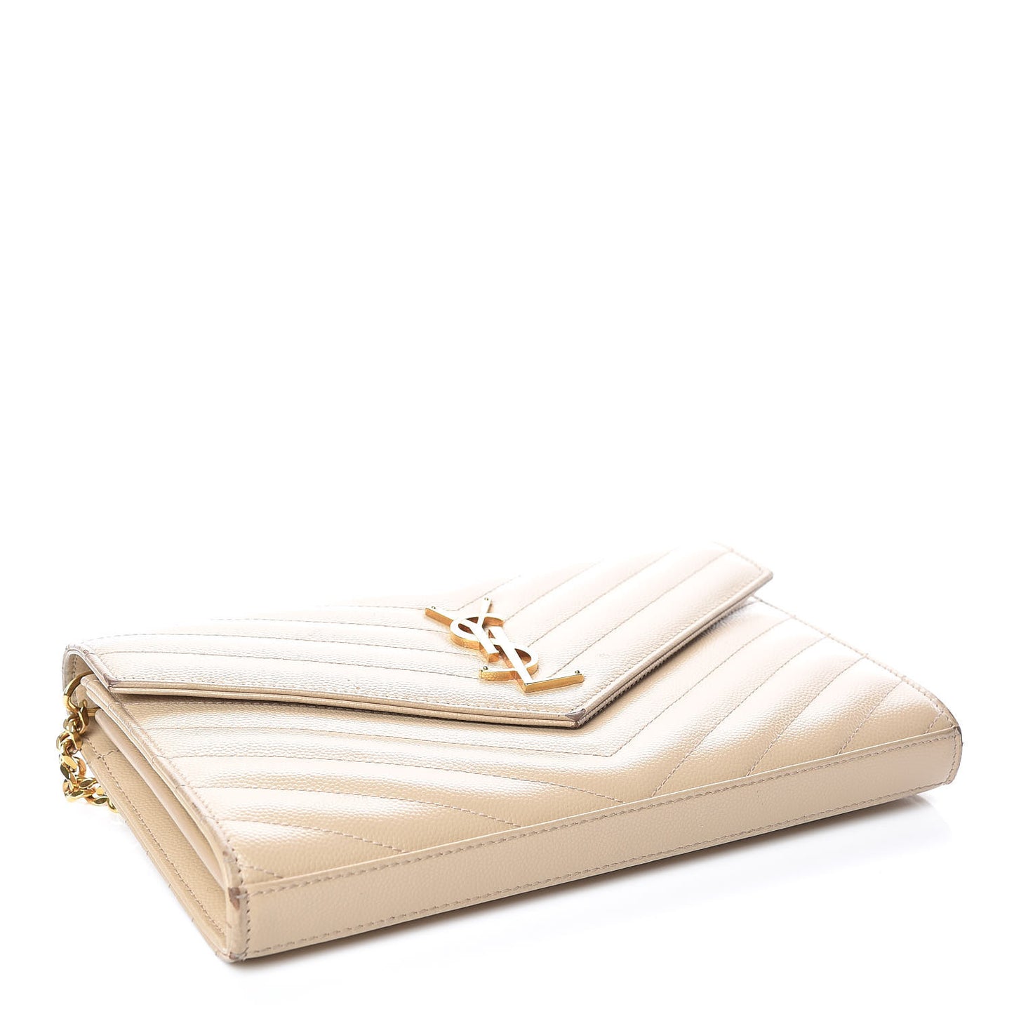 Grain De Poudre Matelasse Chevron Monogram Chain Wallet Nude Powder