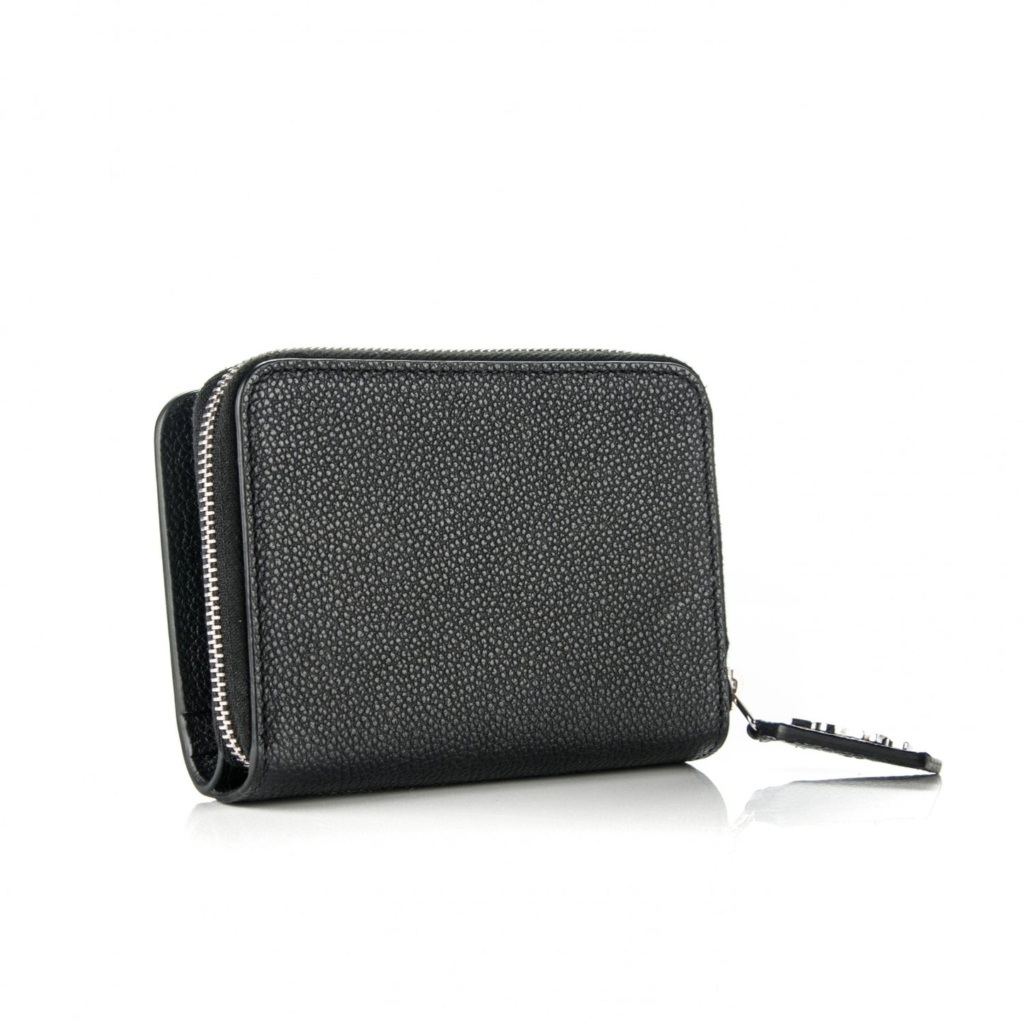 Grained Calfskin Rive Gauche Compact Zip Around Wallet Black