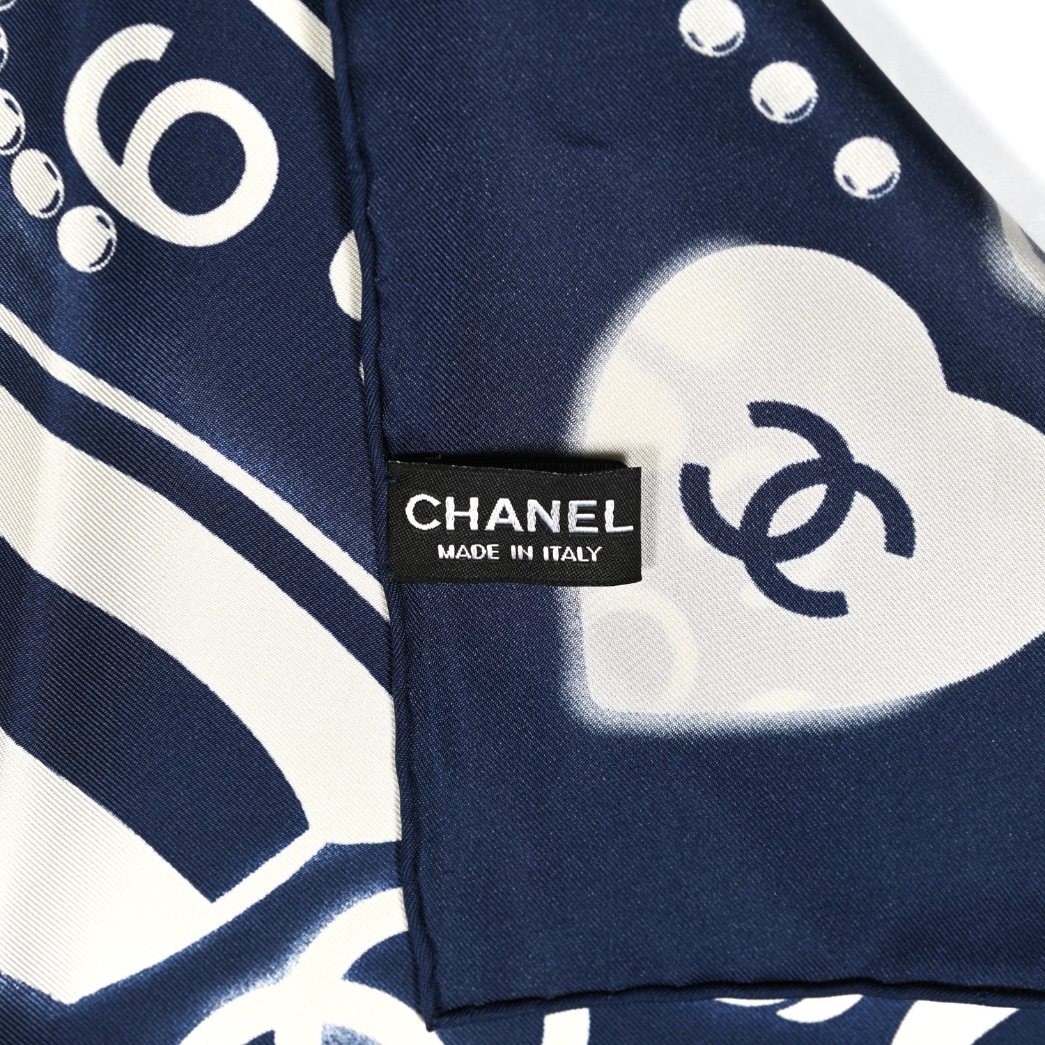 Chanel Silk CC Scarf Navy Ivory 2 of 4