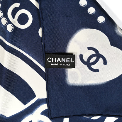 Chanel Silk CC Scarf Navy Ivory 2 of 4