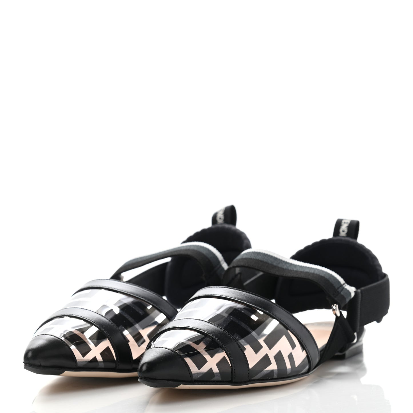 PVC Calfskin FF Colibri Slingback Ballerina Flats 39.5 Black