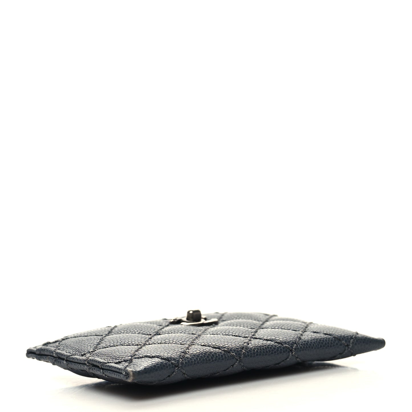 Caviar Quilted Stitched Card Holder Charcoal