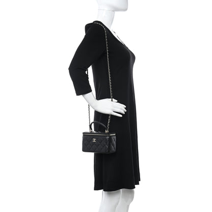 Chanel Lambskin Quilted Small Top Handle Vanity Case With Chain Black 2 of 10