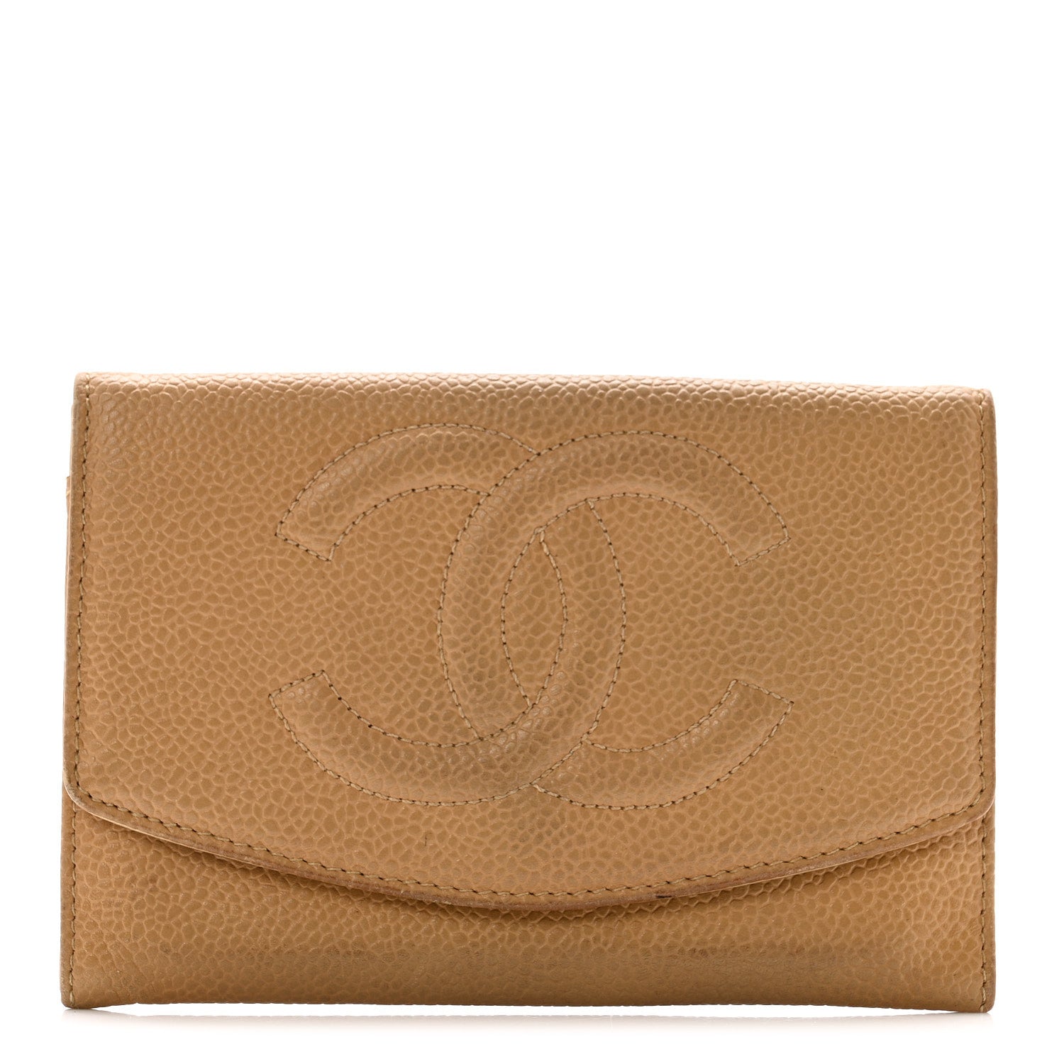 Chanel Caviar Timeless CC Compact Flap Wallet Beige 1 of 12
