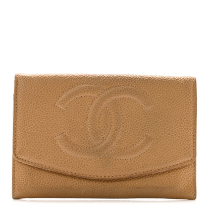 Chanel Caviar Timeless CC Compact Flap Wallet Beige 1 of 12