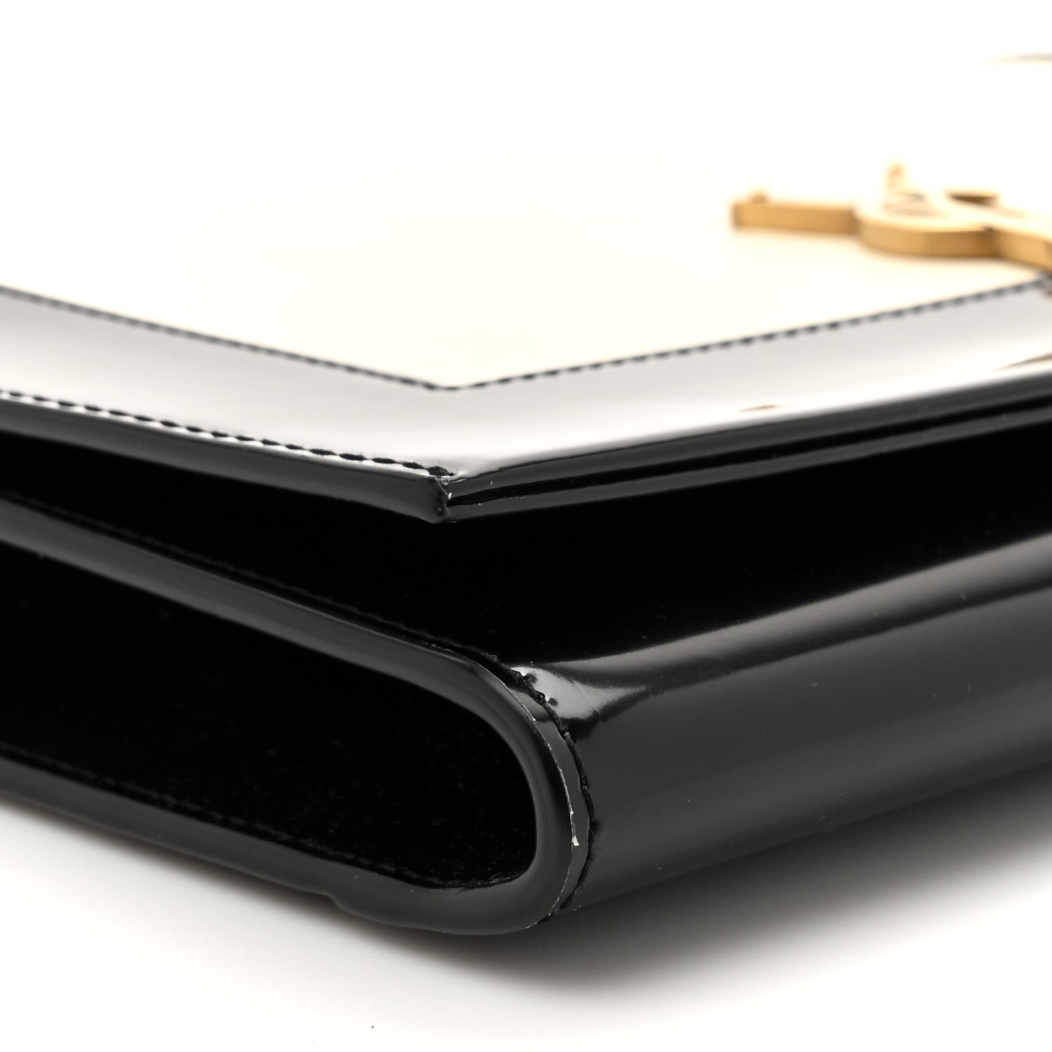 Saint Laurent Nappa Patent Calfskin Two-Toned Monogram Pouch Alabastro Black 9 of 11