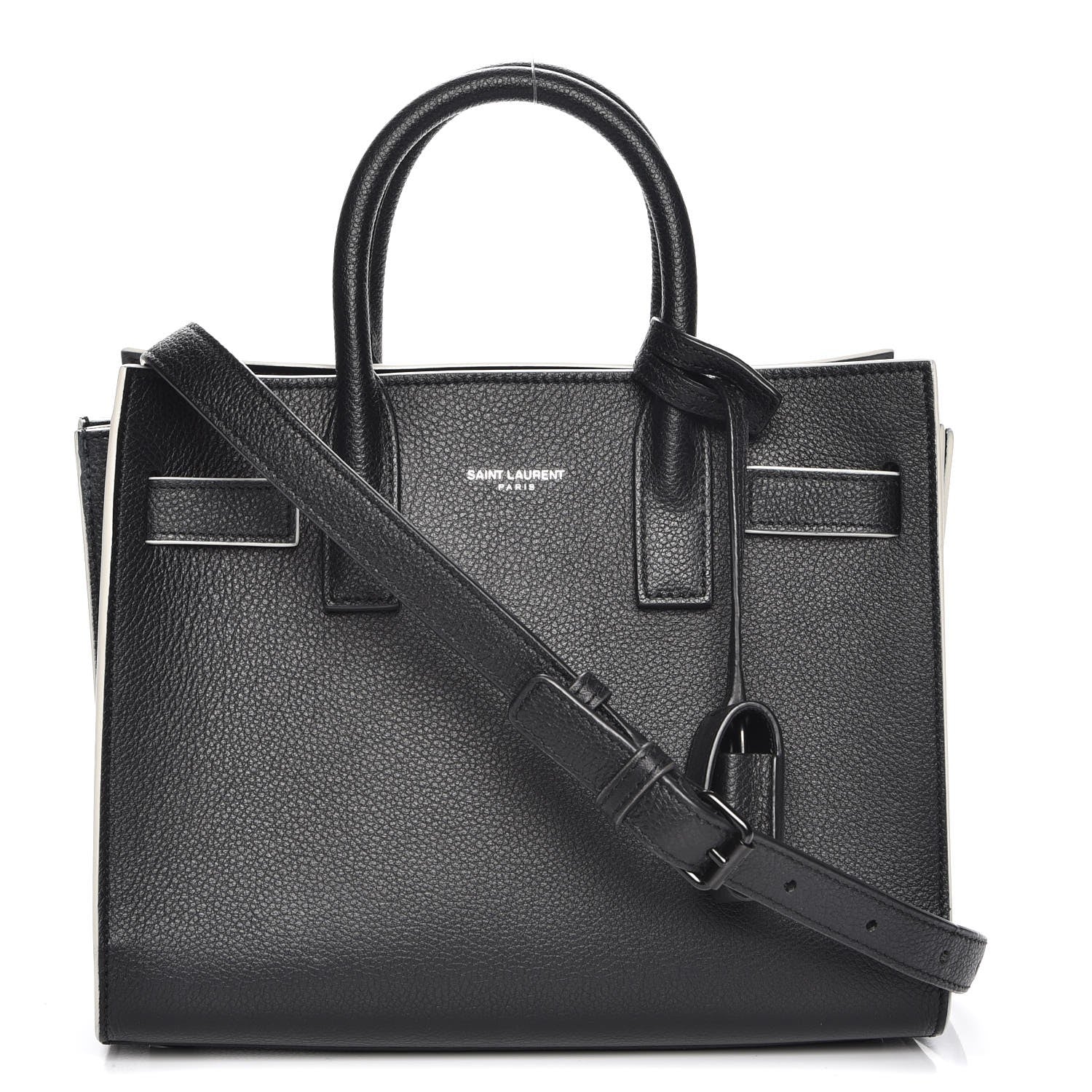 Saint Laurent Grained Calfskin Nano Sac De Jour Black White 1 of 8