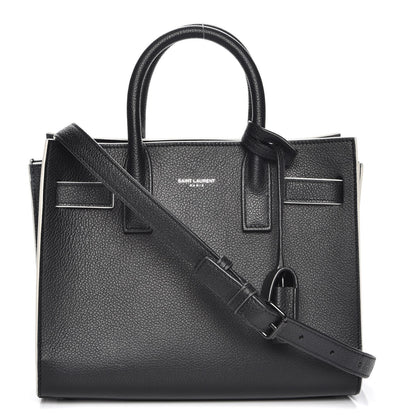 Saint Laurent Grained Calfskin Nano Sac De Jour Black White 1 of 8