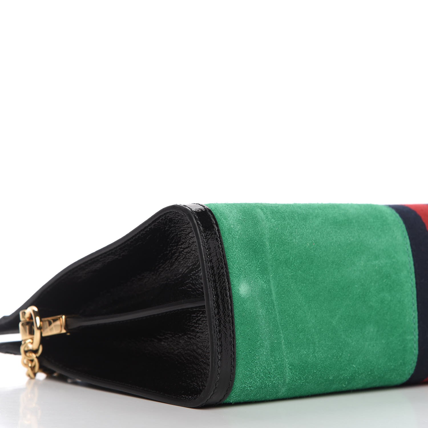 Gucci Suede Patent Web Medium Ophidia Chain Shoulder Bag New Shamarock Black 6 of 10