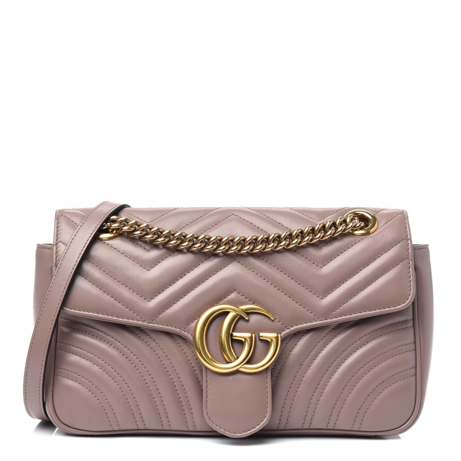 Gucci Calfskin Matelasse Small GG Marmont Shoulder Bag Porcelain Rose 1 of 13