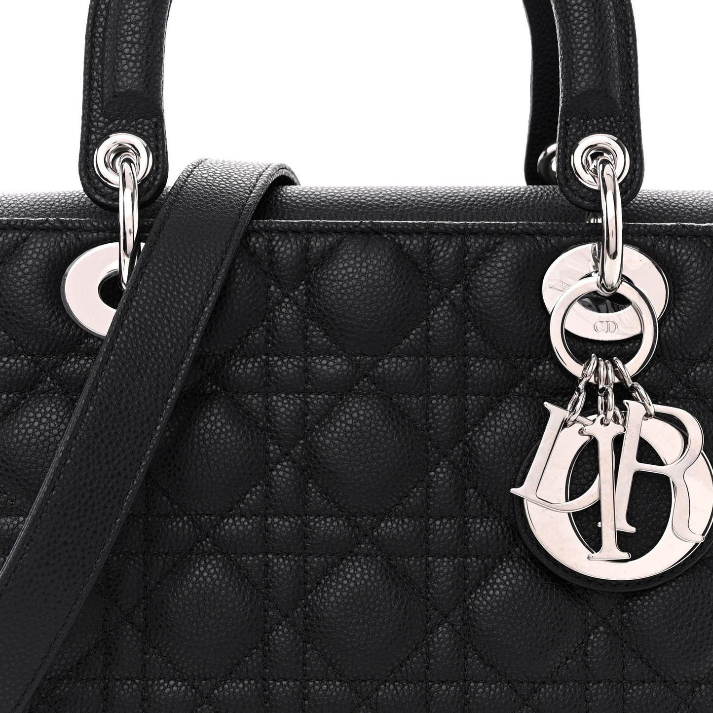Grained Calfskin Cannage Medium Lady Dior Black