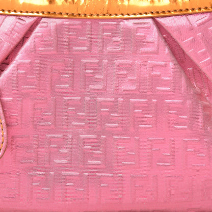 Fendi Metallic Lurex Patent Zucchino Pochette Pink Orange 8 of 12