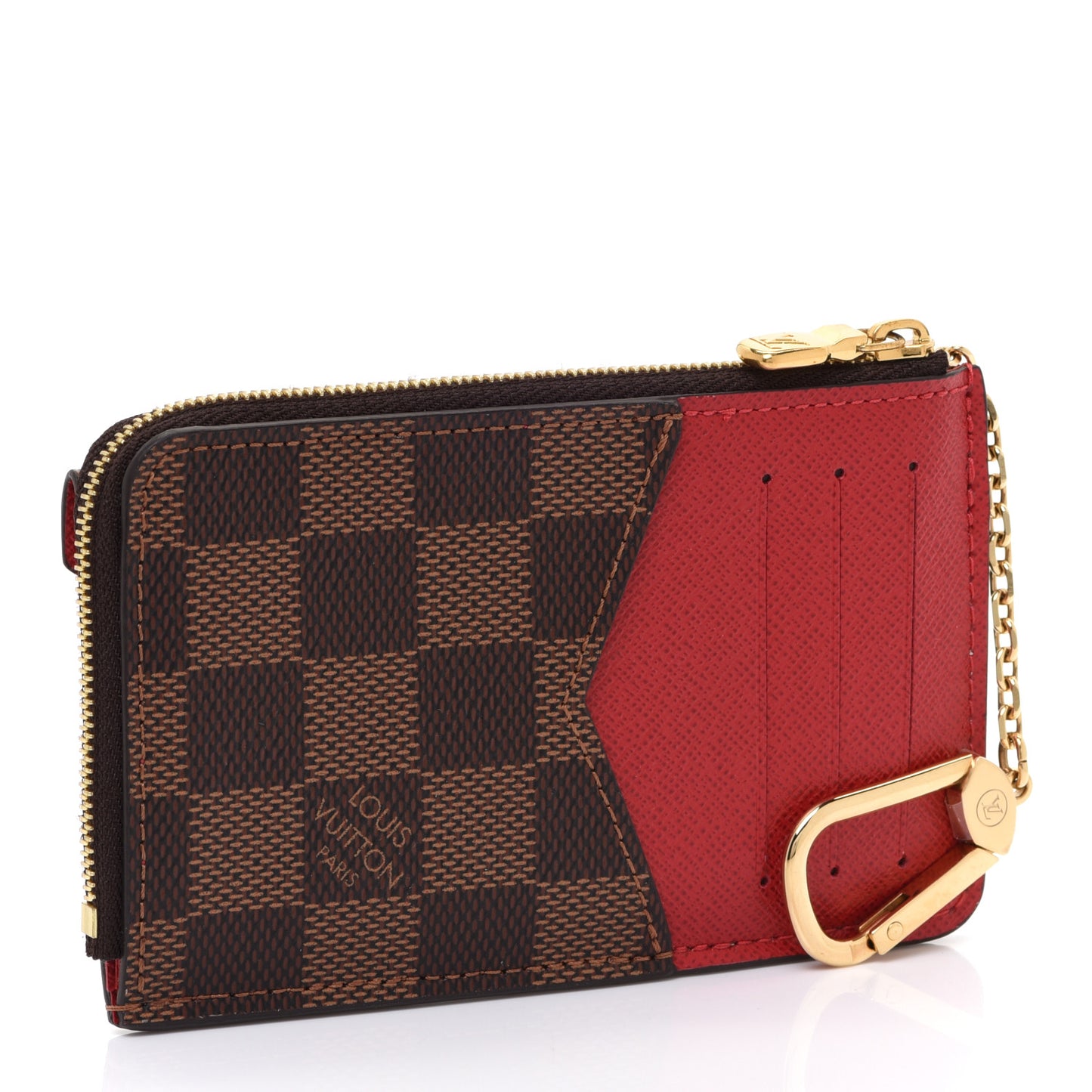 Damier Ebene Recto Verso Card Holder Red