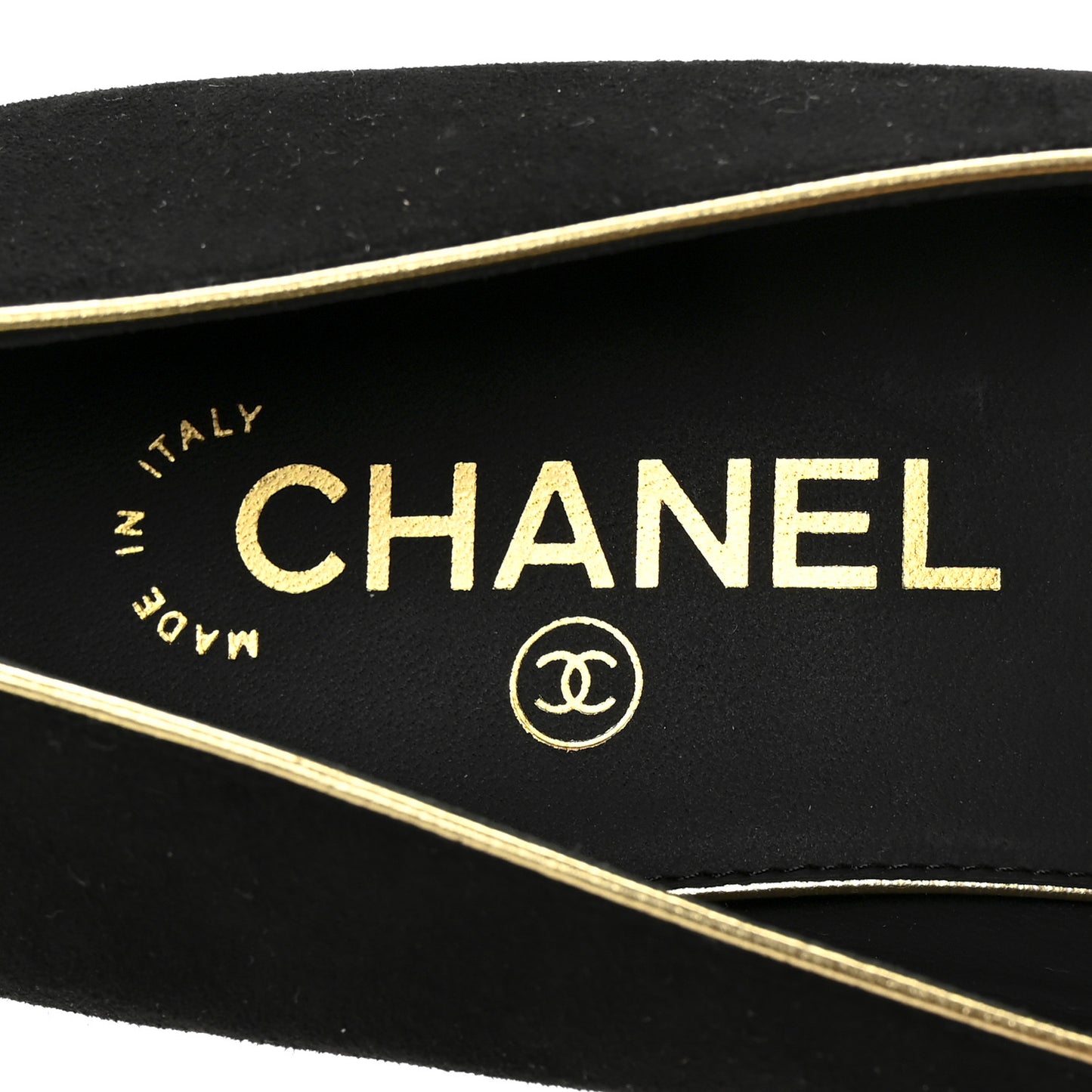 Suede Studded Cap Toe Low Heel Pumps 40 Black Gold