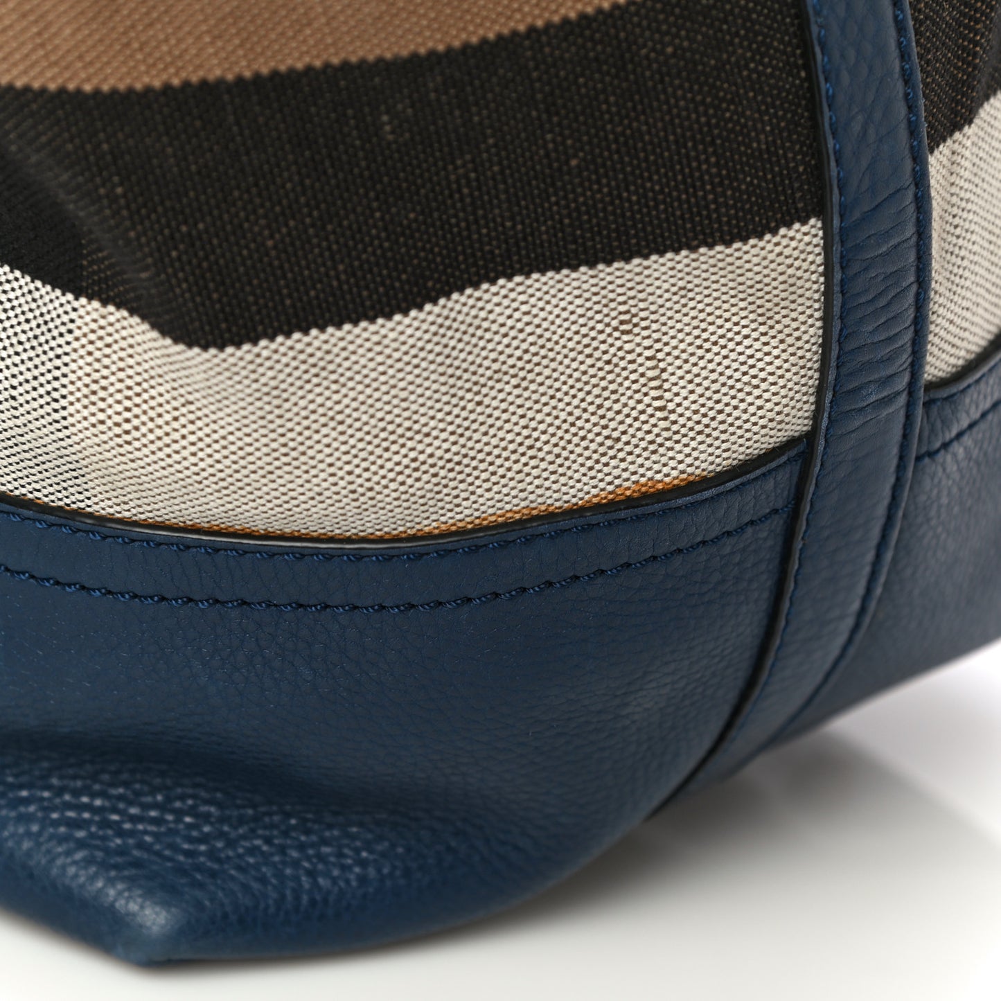 Grainy Calfskin Mega Check Tassel Heston Tote Navy
