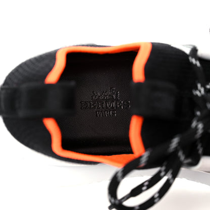 Hermes Technical Canvas Calfskin Womens Duel Sneakers 36 White Black 7 of 10