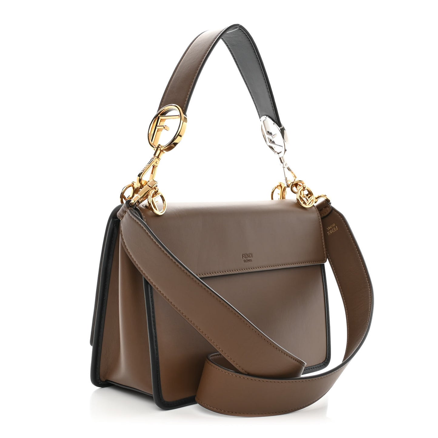 Vitello Century F is Fendi Bi-Color FF 1974 Embossed Kan I Shoulder Bag Maya Black
