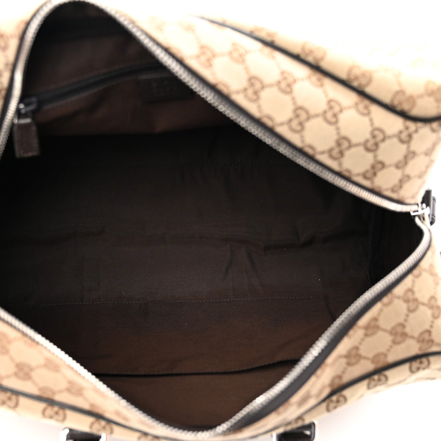 Gucci Monogram Dollar Calfskin Boston Duffle Bag Beige Ebony Testa di Moro Marrone Scuro 4 of 9