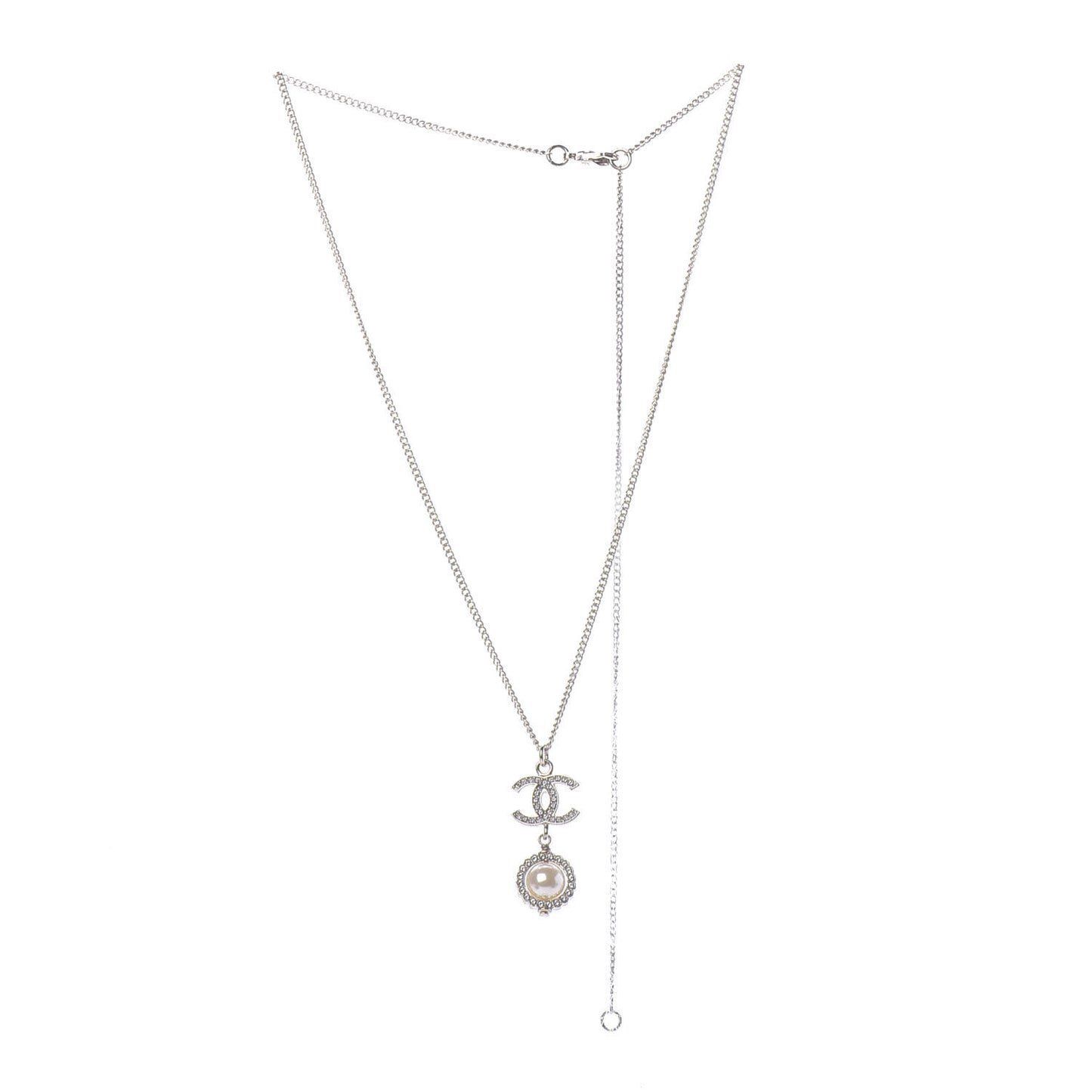 Crystal Pearl CC Lace Camellia Necklace Gold