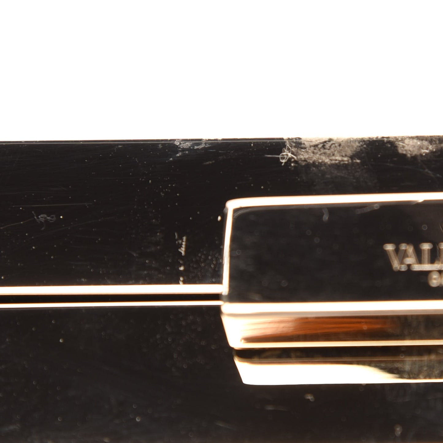 Metal Crystal VLTN Chain Clutch Black