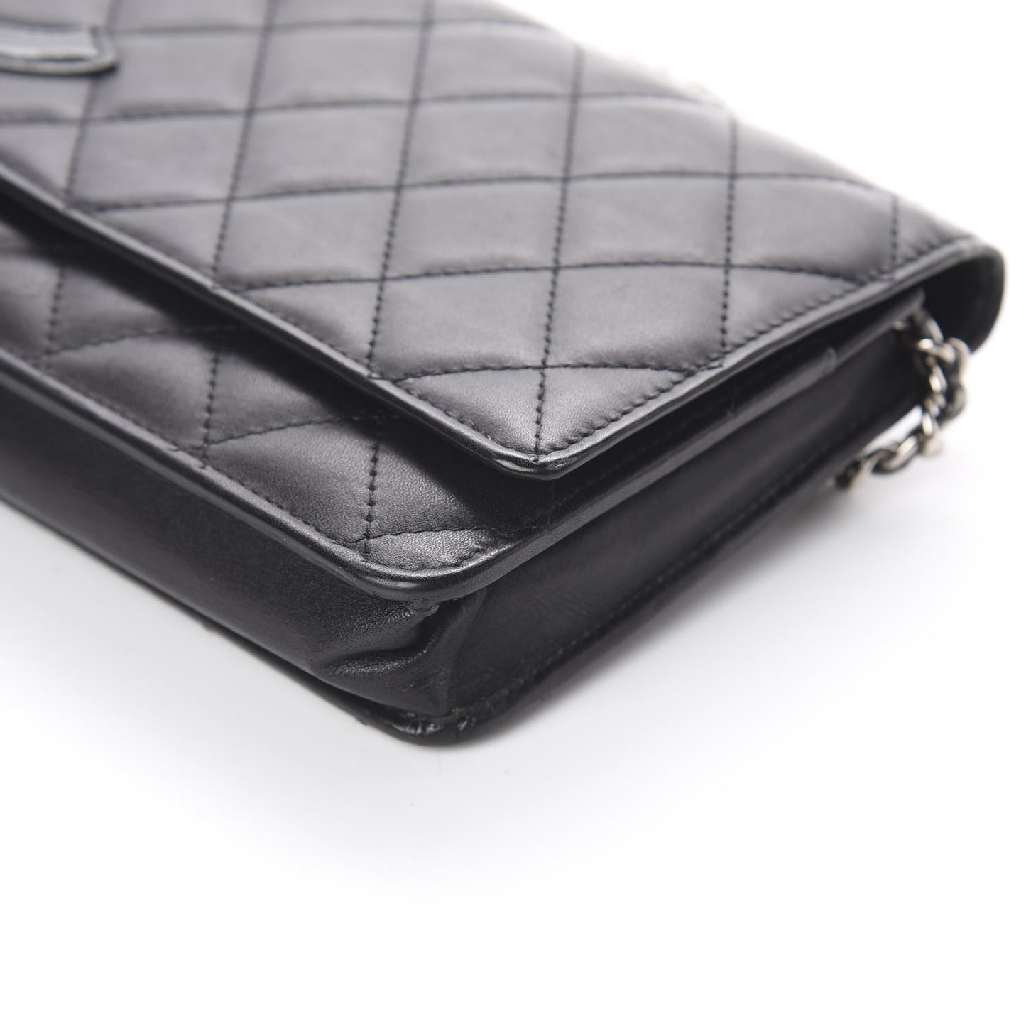 Calfskin Quilted Cambon Wallet On Chain WOC Black
