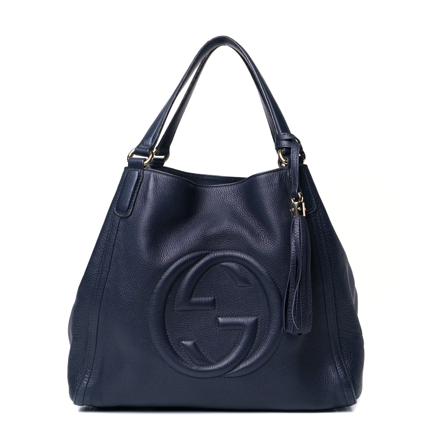 Gucci Pebbled Calfskin Medium Soho Shoulder Bag Blue 1 of 5